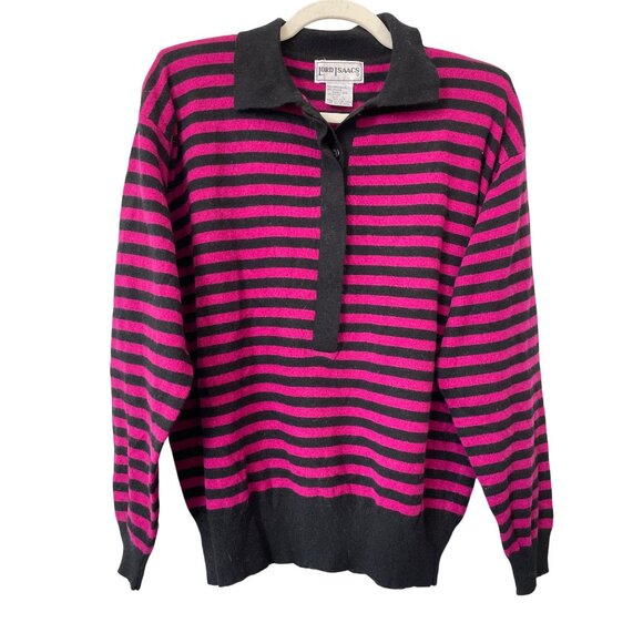 Vintage 90s Lord Isaacs Sweater Size Large Striped Long Sleeve Deadstock NEW - Picture 1 of 6